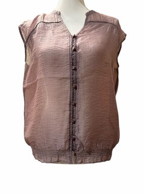 LOFT Mauve Sleeveless Button-Front Blouse